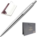 Набор: гелевая ручка Parker Jotter Core K694, Stainless Steel CT + Ежедневник, недатированный, А5, бордовый