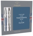  Набор: блокнот + 2 шариковые ручки Parker Jotter Core K61 / K63, Stainless Steel / Waterloo Blue CT
