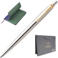 Набор: Шариковая ручка Parker Jotter Core K63, Stainless Steel GT + Ежедневник, недатированный, А5, фиолетовый