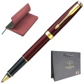 Набор: Ручка-роллер Parker Sonnet T539, Lacquer Red GT + Ежедневник, недатированный, А5, зелёный