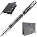 Набор: Ручка-роллер Parker IM Premium 2019 SE T325, Metallic Pursuit + Ежедневник, недатированный, А5, чёрный