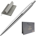 Набор: Шариковая ручка Parker Jotter Core K61, Stainless Steel CT + Ежедневник, недатированный, А5, серый