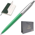 Набор: Шариковая ручка Parker Jotter K60 Originals Color Plastic 2019, Green СT + Ежедневник, недатированный, А5, зеленый