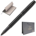 Набор: Ручка-роллер Parker IM Achromatic T317, Matt Black BT + Ежедневник, недатированный, А5, серый