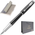 Набор: Ручка перьевая Parker Urban Premium F312, Ebony Metal CT (Перо F) + Ежедневник, недатированный, А5, серый