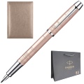 Набор: Перьевая ручка Parker I.M. Premium F222, Metallic Pink CT (перо F) + Ежедневник, недатированный, А5, коричневый