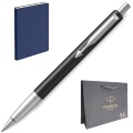 Набор: Ручка шариковая Parker Vector Standard K01, Black CT + Ежедневник, недатированный, А5, синий