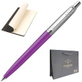 Набор: Ручка шариковая Parker Jotter K60 Originals Color Plastic, Amethyst СT + Блокнот, А5, черный