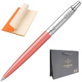 Набор: Ручка шариковая Parker Jotter K60 Originals Color Plastic, Coral СT 2345C + Блокнот, А5, оранжевый