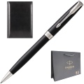 Набор: Шариковая ручка Parker Sonnet Core K530, Lacquer Deep Black CT + Ежедневник, недатированный, А5, чёрный