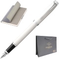 Набор: Перьевая ручка Parker IM Core F321, White CT (Перо F) + Ежедневник, недатированный, А5, серый