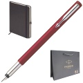 Набор: Перьевая ручка Parker Vector Standard F01, Red (Перо F) +  Ежедневник, недатированный, А5, чёрный
